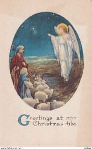 CHRISTMAS, PU-1921; Greetings At Christmas-Tide, Angel Speaking  With Shepherd
