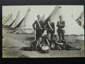 Boys Brigade Camp Portrait BOYS BRIGADE BUGLE BAND c1910 RP Postcard