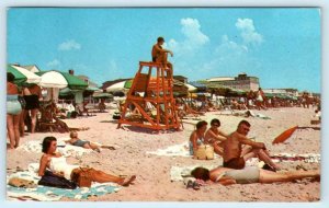 OCEAN CITY, MD Maryland ~ Bathers & LIFE GUARD on Beach 1964  Postcard