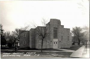 RPPC, First Baptist Church, Worthington MN Vintage Postcard E58