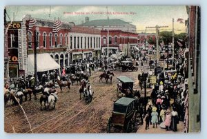 Cheyenne Wyoming Postcard Street Scene Frontier Day Exterior View c1909 Vintage