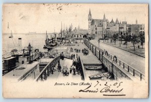 Antwerp Belgium Postcard View of The Steen Museum 1905 Antique Posted