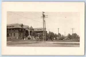 Little Falls Minnesota MN Postcard RPPC Photo Antlers Hotel Patriotic c1910's