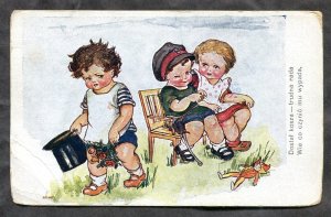 dc887 - POLAND 1930s Postcard. Children Romance