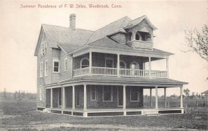 SUMMER RESIDENCE OF F.W. STILES WESTBROOK CONNECTICUT POSTCARD (c. 1910)