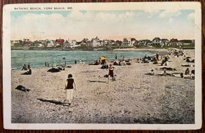 Vintage Postcard 1936 Bathing Beach, York, Maine