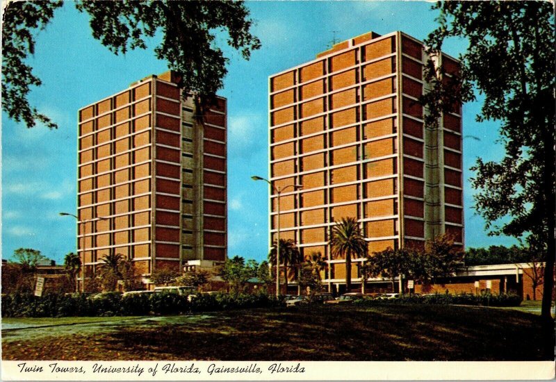 Twin Towers University of Florida Gainesville School PM College Postcard VTG 