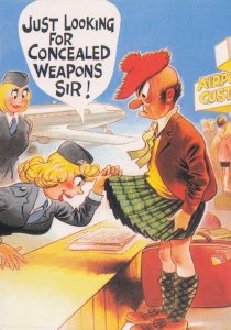 Airport Customs Sexy Lady Scottish Kilt Inspection Bamforth Comic Postcard