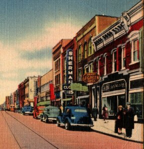 Washington Avenue Looking North Newport News VA Vintage Standard View Postcard 