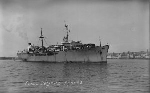 J81/ Interesting RPPC Postcard c1910 Portugal Ponta Delgada Azores Ship 362