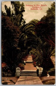 Vtg Redlands California CA Entrance to Bowers Residence 1907 View Postcard