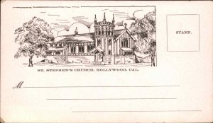 Hollywood California CA St Stephen's Church Block Print Vintage Postcard