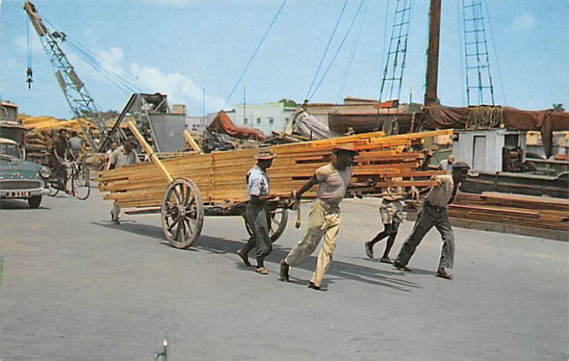 Transporting Lumber By Hand Cart Bridgtown Barbados West Indies Unused 