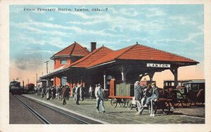 FRISCO PASSENGER TRAIN DEPOT LAWTON OKLAHOMA POSTCARD (c. 1920s)