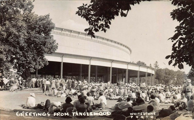 Greetings from Tanglewood, Lenox, Mass, Real Photo Postcard, Used 