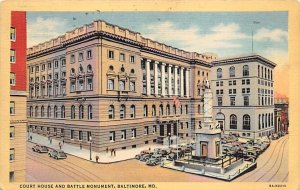 Court House, Battle Monument Baltimore, Maryland MD Postcards