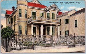 New Orleans Louisiana LA, 1944 Ornamental Iron, Corn Design, Fence, Postcard