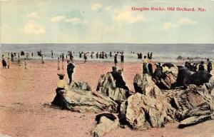 OLD ORCHARD, ME  Maine  GOOGINS ROCKS  Beachgoers in Fancy Dress  1911 Postcard