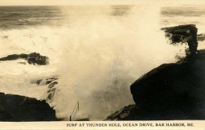 ME - Acadia National Park. Surf at Thunder Hole      RPPC