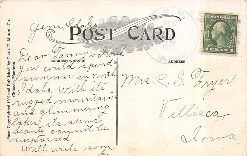 ID, Nothing Like Idaho~Poem by Yerks  SIXTEEN HORSE WAGON TRAIN 1913 Postcard