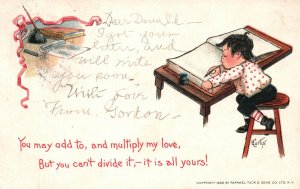 Vintage Postcard 1906 You May Add and Multiply My Love Little Boy Writing Comics