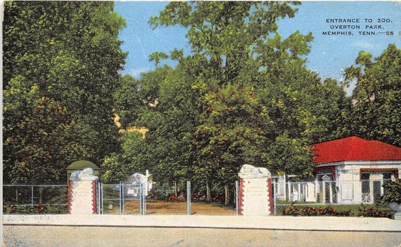 Memphis Tennesse~Overton Park Zoo Entrance~Lion Sculptures from Italy~1940s Pc