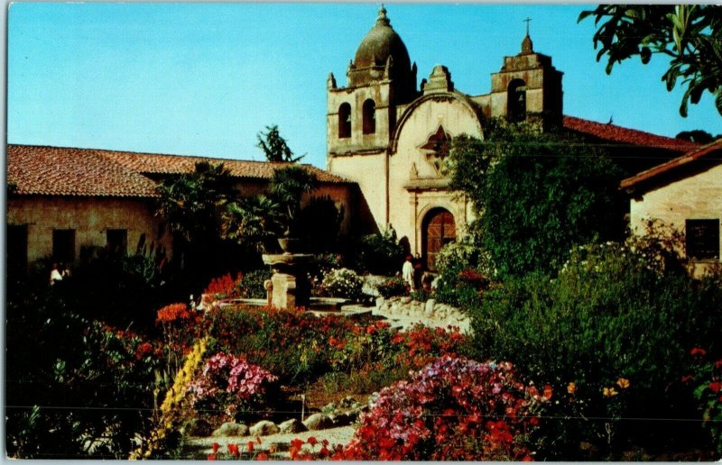 Carmel Mission & Exterior Gardens California Mission Postcard