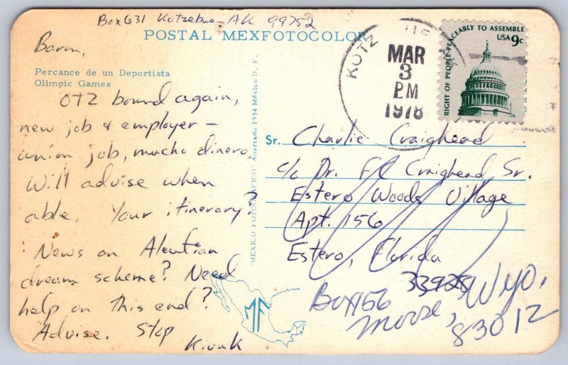 K34/ Interesting Postcard c1970s Comic Gym Weight Lifting Men Arms 95