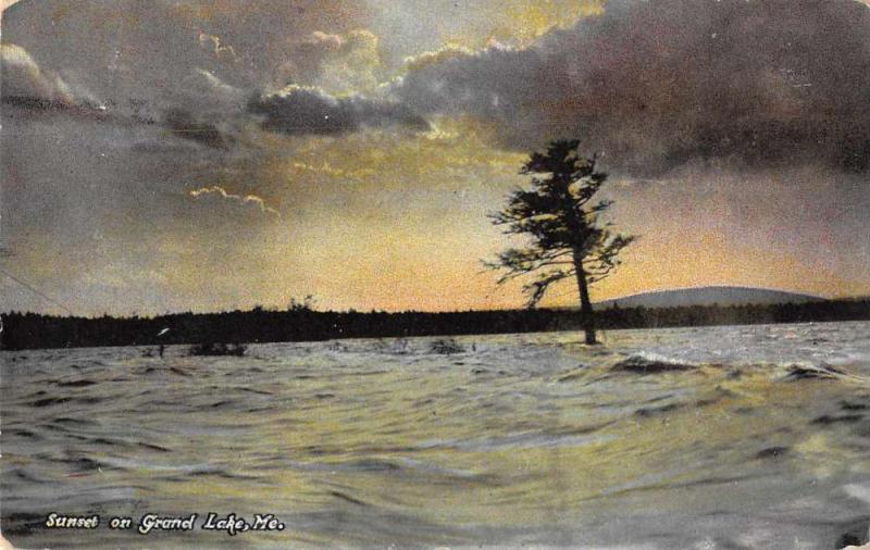 Grand Lake Maine Sunset Scenic View Vintage Postcard JA4741404