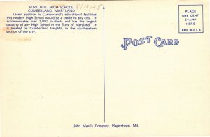 Postcard MD Cumberland Fort Hill High School