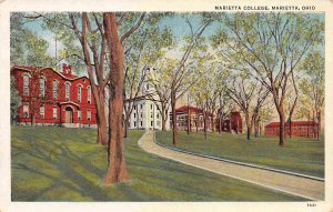 Marietta College Marietta Ohio 1940s linen postcard