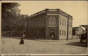 Berkley VA Post Office & Street c1910 Postcard