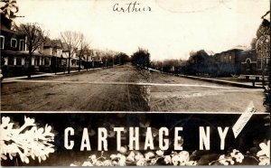 RPPC Street View in Carthage NY c1910 Vintage Postcard S34