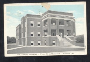 BARBERTON OHIO THE CITIZENS HOSPITAL BUILDING VINTAGE POSTCARD WADSWORTH OH KAHL