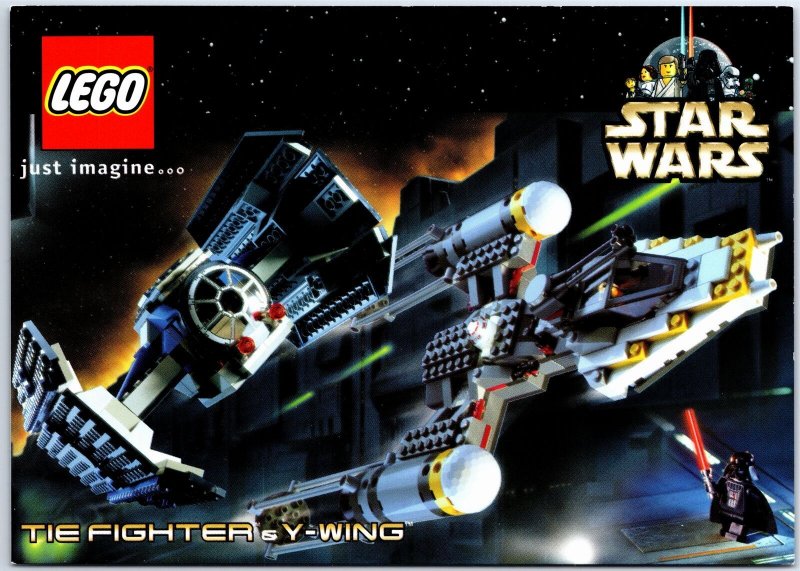 VINTAGE CONTINENTAL SIZED POSTCARD STAR WARS BRICK SERIES FIGHTER Y-WING MODEL