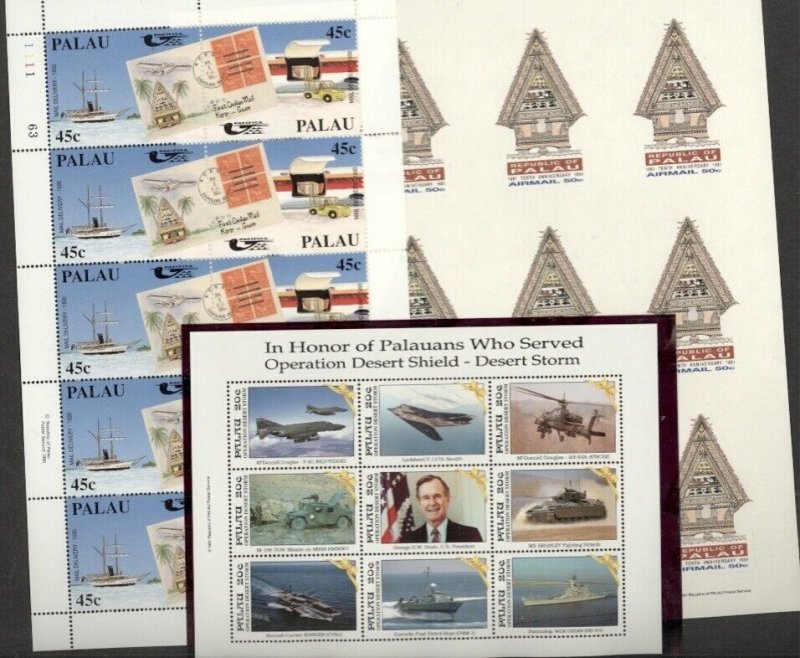 Palau Scott 292-293,247-48 (3) Sheets Mint NH