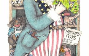 Flying Rabbit Uncle Sam Santa Claus by Jody King Installment 3 Postcards