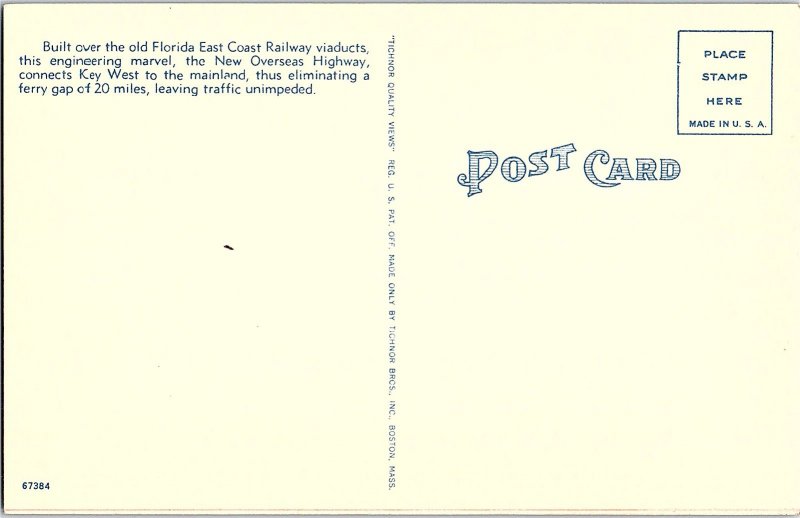 Postcard BRIDGE SCENE Key West Florida FL AI0638