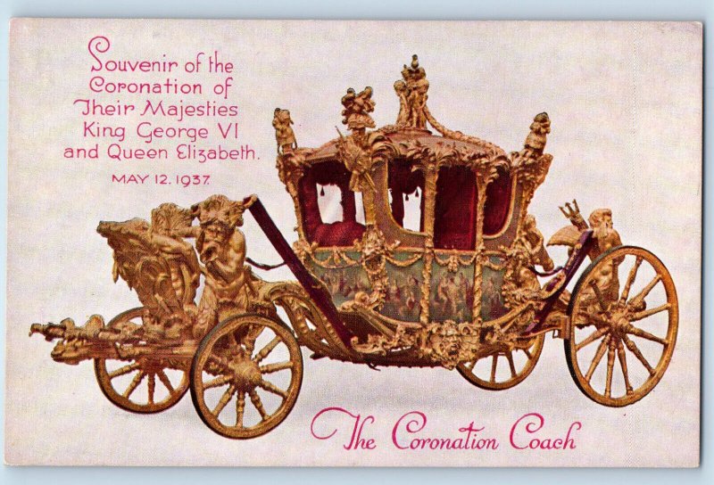 London England Postcard King George VI Coronation Coach Souvenir 1937 Tuck Art