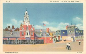 1933 Chicago World's Fair Colonial Village Linen Postcard Unused