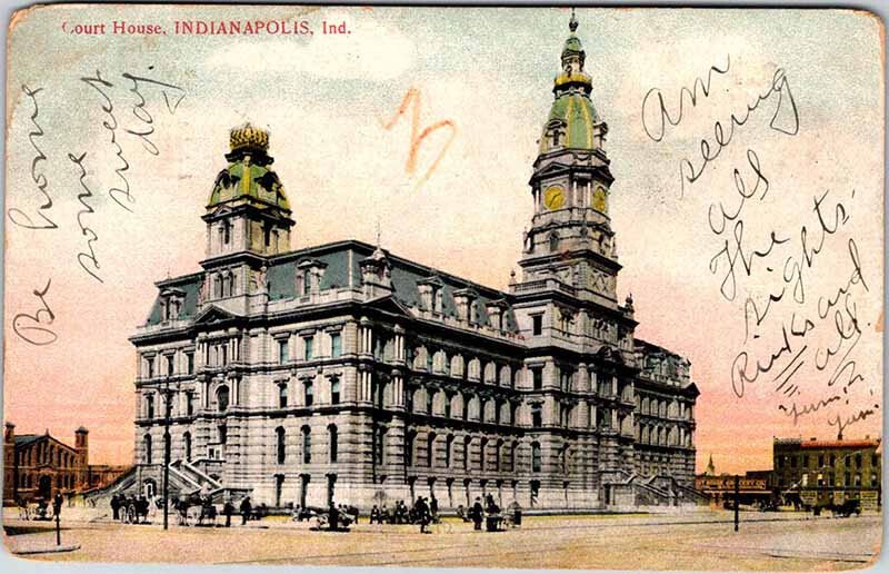 Postcard COURT HOUSE SCENE Indianapolis Indiana IN AK6589