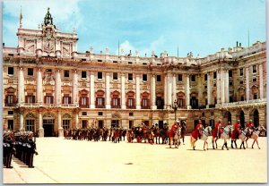 VINTAGE CONTINENTAL SIZE POSTCARD PARADE OF AMBASSADORS AT ROYAL PALACE MADRID