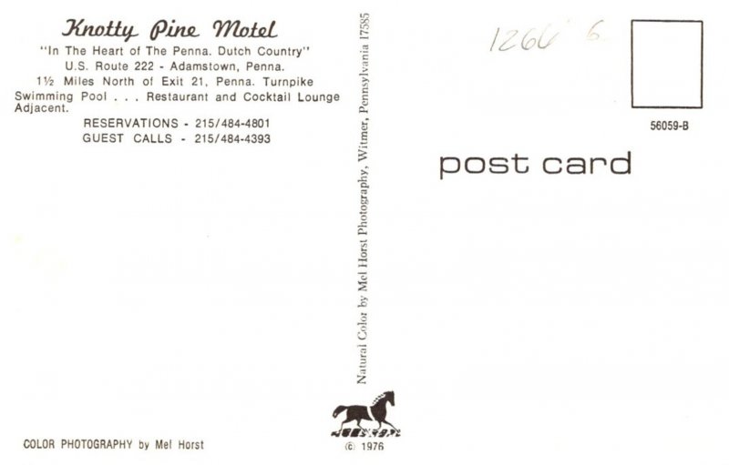 Pennsylvania  Adamstown Knotty Pine Motel