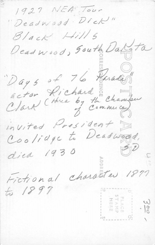 H84/ Deadwood Dick South Dakota Postcard RPPC c1930s Patriotic Frontier167