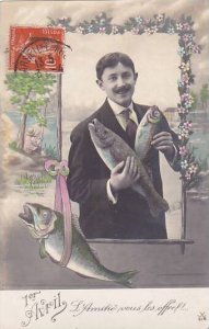 1er Avril April Fool's Day Man Holding Fish