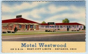 DEFIANCE, Ohio OH ~ Roadside MOTEL WESTWOOD c1950s Ralph Goldenetz Postcard