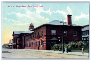 Grand Rapids Michigan Postcard Union Station Exterior View c1910 Vintage Antique