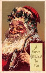 D69/ Santa Claus Merry Christmas Postcard 08 East Liverpool Ohio Fancy Pipe 14