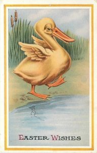Easter Duckling Checks Out the Pond~Cattails in Weeds~Pink pf Perfection~1920s