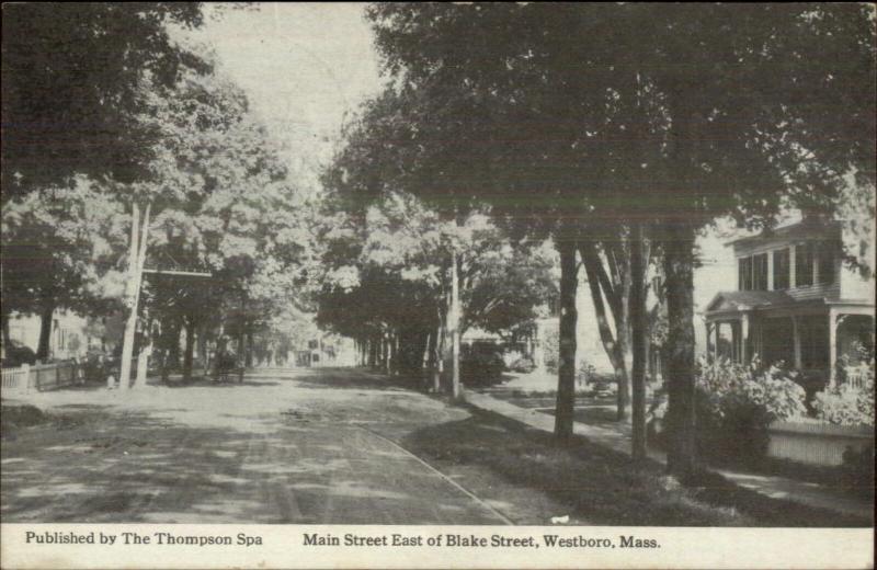 Westboro MA Main St. East of Blake c1915 Postcard